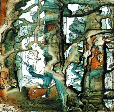 Rysunek zatytułowany „A travers bois” autorstwa Catherine Gajac, Oryginalna praca, Atrament