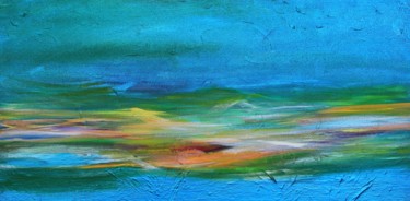 Painting titled "Teal Seas" by Carrie Godwin, Original Artwork, Acrylic