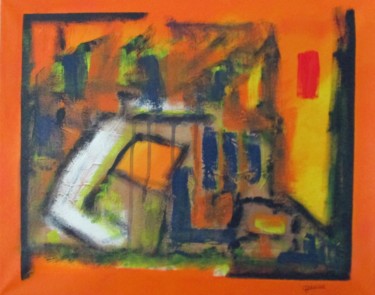 Painting titled "Incendie" by Claude Gascon, Original Artwork, Acrylic Mounted on Wood Stretcher frame