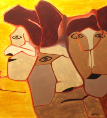 Malerei mit dem Titel "Ménage à trois" von Claude Gascon, Original-Kunstwerk, Acryl