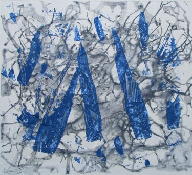 "Noir, blanc et bleu" başlıklı Tablo Claude Gascon tarafından, Orijinal sanat, Akrilik