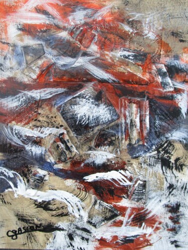 Malerei mit dem Titel "Abstraction 01-23" von Claude Gascon, Original-Kunstwerk, Acryl Auf Holzplatte montiert