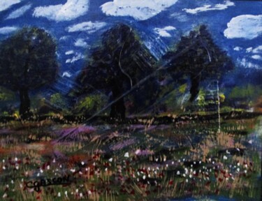 Painting titled "Paysage 0424" by Claude Gascon, Original Artwork, Acrylic Mounted on Wood Panel