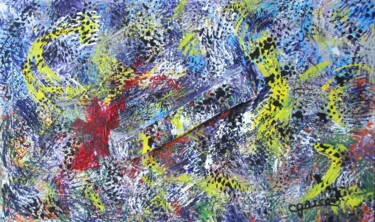 Painting titled "Explosion de couleu…" by Claude Gascon, Original Artwork, Acrylic Mounted on Wood Panel