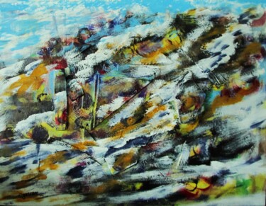 Painting titled "Paysage 0624" by Claude Gascon, Original Artwork, Acrylic Mounted on Wood Panel