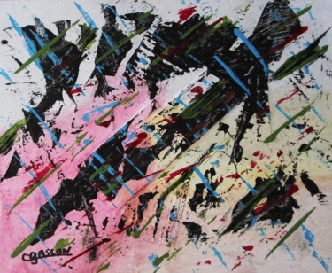 Painting titled "Abstrait 224" by Claude Gascon, Original Artwork, Acrylic Mounted on Wood Panel