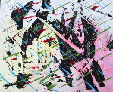Schilderij getiteld "Abstrait 324" door Claude Gascon, Origineel Kunstwerk, Acryl Gemonteerd op Houten paneel