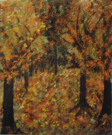 Painting titled "Automne #1" by Claude Gascon, Original Artwork, Acrylic