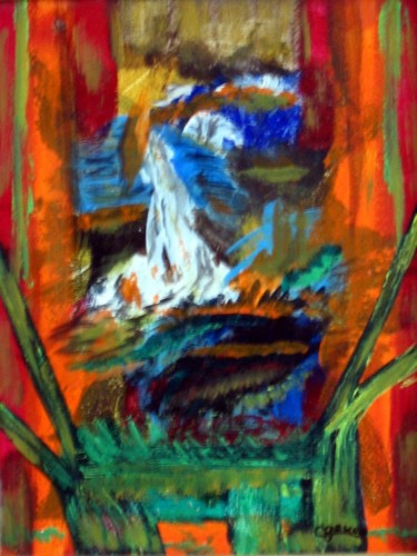 Peinture intitulée "Assis devant le feu" par Claude Gascon, Œuvre d'art originale, Acrylique