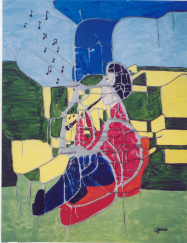Peinture intitulée "Le joueur de clarin…" par Claude Gascon, Œuvre d'art originale, Acrylique
