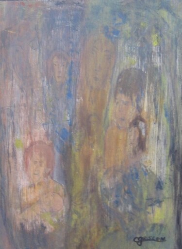 Painting titled "La famille # 2" by Claude Gascon, Original Artwork, Acrylic