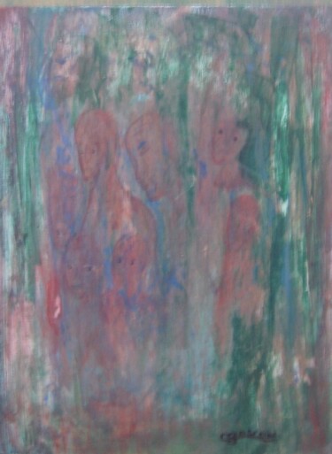 Painting titled "La famille # 3" by Claude Gascon, Original Artwork, Acrylic