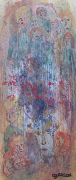 Malerei mit dem Titel "La foule" von Claude Gascon, Original-Kunstwerk, Acryl