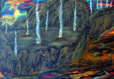 Peinture intitulée "Planète inconnue" par Claude Gascon, Œuvre d'art originale, Acrylique