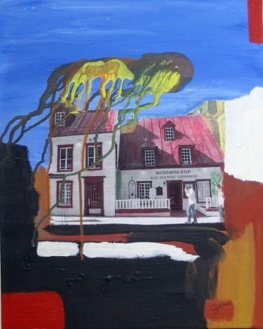 Malarstwo zatytułowany „Regard sur Québec 2” autorstwa Claude Gascon, Oryginalna praca, Akryl Zamontowany na Drewniana rama…