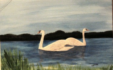 Painting titled "Cygne 2" by Claude Gascon, Original Artwork, Acrylic