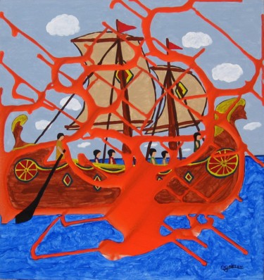 Malerei mit dem Titel "croisière" von Claude Gascon, Original-Kunstwerk, Acryl