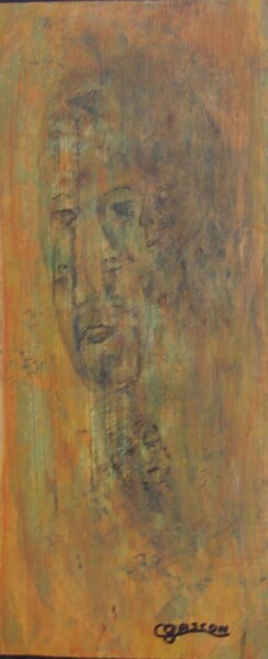 Painting titled "face-cachée" by Claude Gascon, Original Artwork, Acrylic