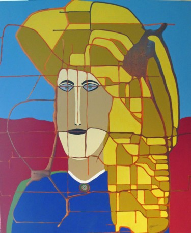 Schilderij getiteld "La grande blonde" door Claude Gascon, Origineel Kunstwerk, Acryl