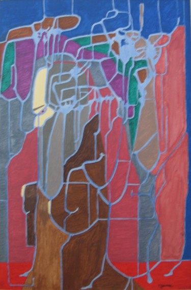 Malerei mit dem Titel "L'ermite" von Claude Gascon, Original-Kunstwerk, Acryl