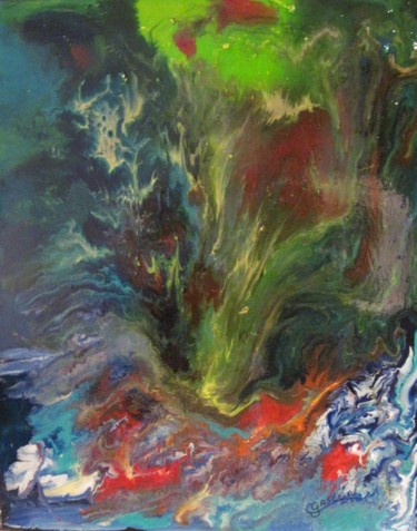 绘画 标题为“Éruption” 由Claude Gascon, 原创艺术品, 彩绘玻璃
