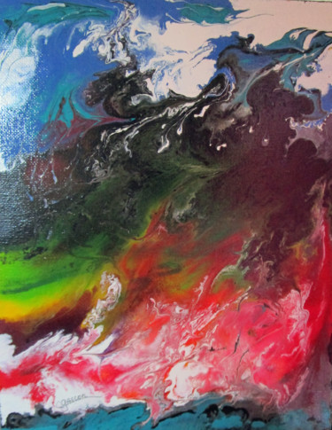 Peinture intitulée "éruption no 4" par Claude Gascon, Œuvre d'art originale, Peinture vitrail Monté sur Châssis en bois