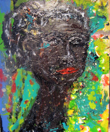 Pintura titulada "Ébène" por Claude Gascon, Obra de arte original, Vidrieras de pintura Montado en Bastidor de camilla de ma…