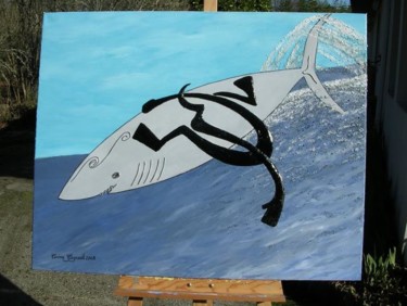 Peinture intitulée "REQUIN'SURF" par Corinne Gayraud, Œuvre d'art originale, Huile