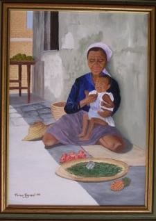 Peinture intitulée "GRAND-MERE MALGACHE" par Corinne Gayraud, Œuvre d'art originale, Huile