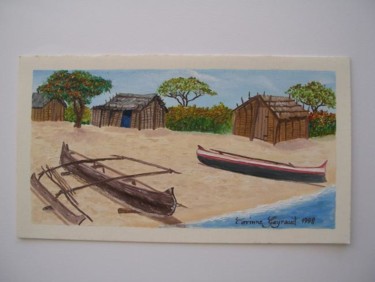 Peinture intitulée "PIROGUES DE MADAGAS…" par Corinne Gayraud, Œuvre d'art originale, Huile