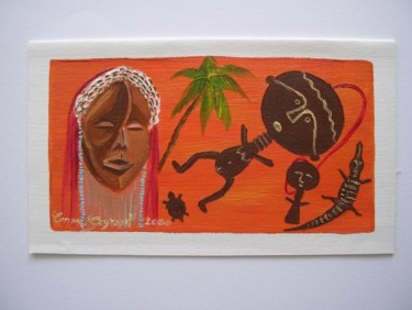 Peinture intitulée "MASQUE ET POUPEES A…" par Corinne Gayraud, Œuvre d'art originale, Huile