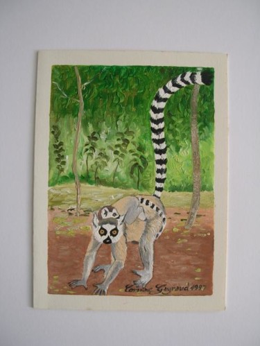 Peinture intitulée "LEMURIENS - MADAGAS…" par Corinne Gayraud, Œuvre d'art originale, Autre