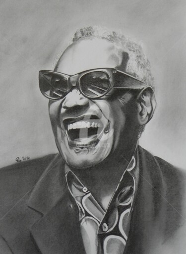 Рисунок под названием "Ray Charles.jpg" - C.G Dessins, Подлинное произведение искусства, Графит