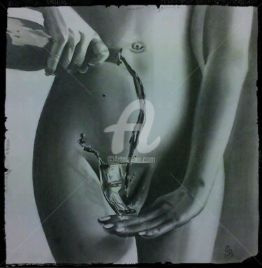 Dessin intitulée "Nu. Vin et sensuali…" par C.G Dessins, Œuvre d'art originale, Graphite
