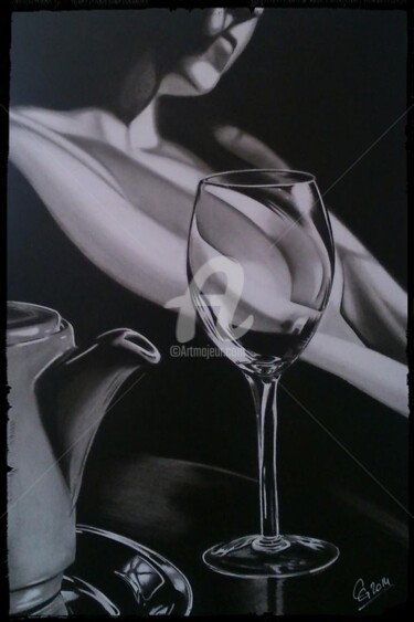 Dessin intitulée "verre-loupe" par C.G Dessins, Œuvre d'art originale, Graphite
