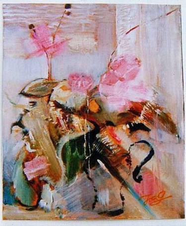 Peinture intitulée "cyclamen flower_仙客来" par Jia Chunguang, Œuvre d'art originale
