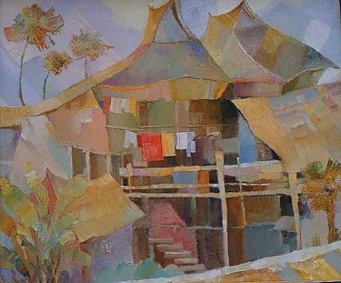 Painting titled "Tai House_傣楼" by Jia Chunguang, Original Artwork