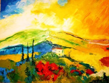 Peinture intitulée "QUIETUDE EN PROVENCE" par Christine Goubon, Œuvre d'art originale