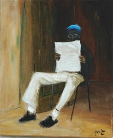 Pintura intitulada "Reading a Newspaper" por Carlos Goulão, Obras de arte originais