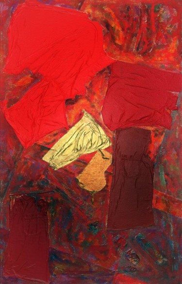 Pittura intitolato "rosso e oro" da Massimo Nicotra, Opera d'arte originale