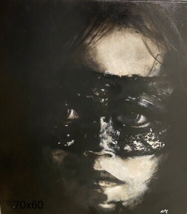 Peinture intitulée "Masquée" par Christiane Gubler, Œuvre d'art originale, Acrylique