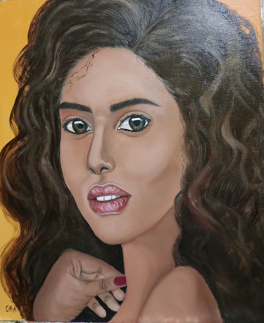 Painting titled "Gitana. Serie RAZAS" by María Rosario Aladro Loza, Original Artwork, Oil Mounted on Wood Panel