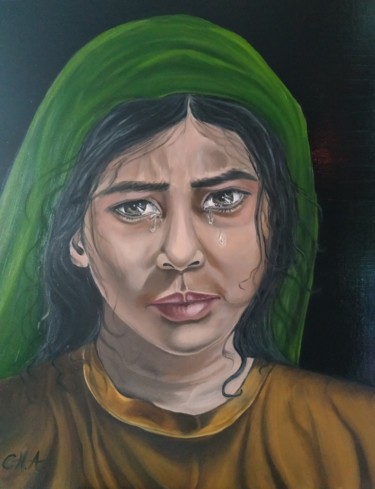 제목이 "Tristeza"인 미술작품 María Rosario Aladro Loza로, 원작, 기름 목재 패널에 장착됨