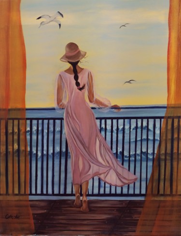 Pintura titulada "Desde mi balcón" por María Rosario Aladro Loza, Obra de arte original, Oleo Montado en Otro panel rígido