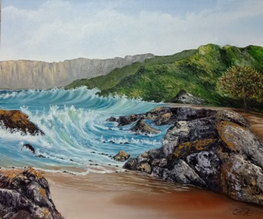 Painting titled "Cantabria" by María Rosario Aladro Loza, Original Artwork, Oil Mounted on Wood Panel