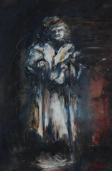 Peinture intitulée "Personnage  mendian…" par Ch Chevreau, Œuvre d'art originale, Huile