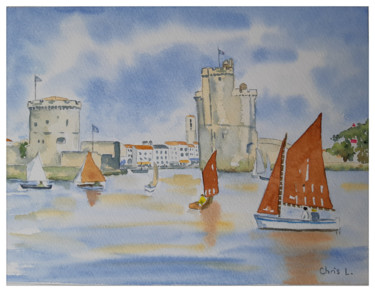 Peinture intitulée "Port La Rochelle" par Christel Bous Legent, Œuvre d'art originale, Aquarelle