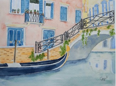 Peinture intitulée "Venise" par Christel Bous Legent, Œuvre d'art originale, Aquarelle