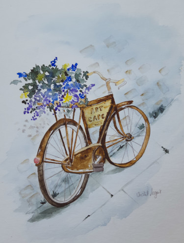 Malarstwo zatytułowany „Le vieux vélo” autorstwa Christel Bous Legent, Oryginalna praca, Akwarela
