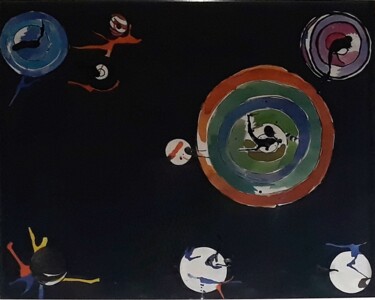 Collages intitolato "Cercles 1" da Cha.Albrt, Opera d'arte originale, Inchiostro
